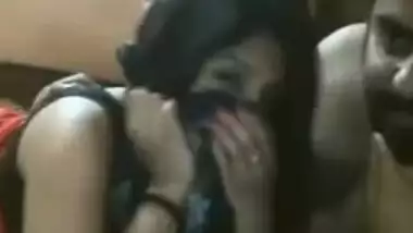Wife covering her horny looking face naked...